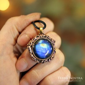 Pendentif "Sol" en bronze et Labradorite bleue
