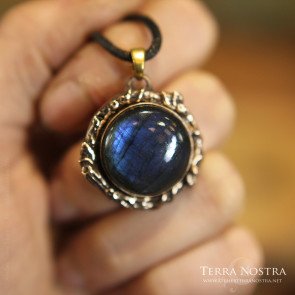 Pendentif "Sol" en bronze et Labradorite bleue