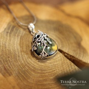 Pendentif "Primavera" — Labradorite verte et cuivrée