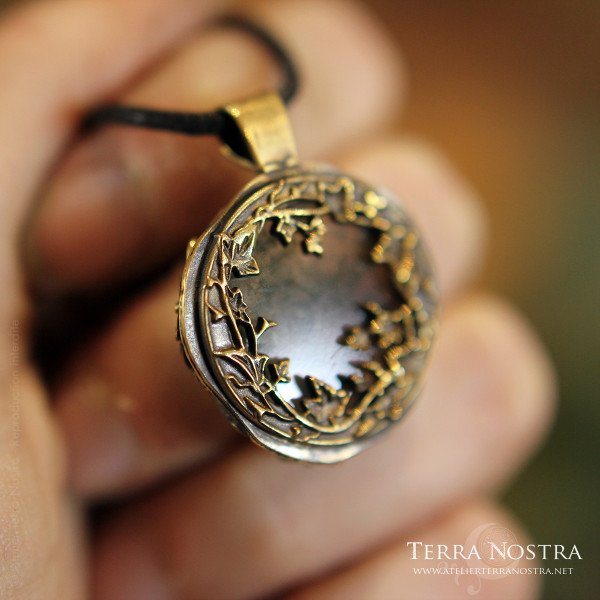 Pendentif réversible "Hedera" — Agate mousse