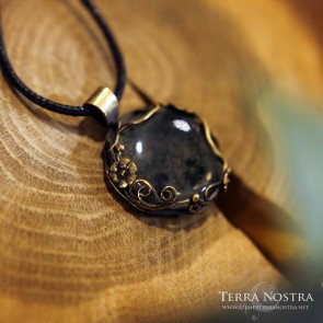 Pendentif réversible "Hedera" — Agate mousse