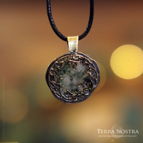 Pendentif réversible "Hedera" — Agate mousse