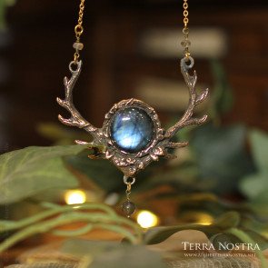 Grand Collier "Sika" en bronze et labradorite