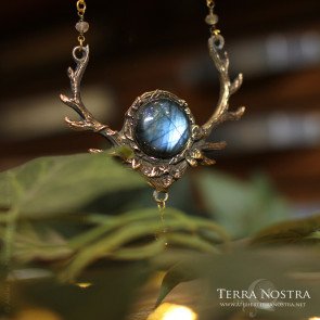 Grand Collier "Sika" en bronze et labradorite
