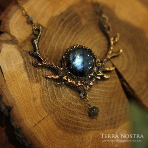 Grand Collier "Sika" en bronze et labradorite