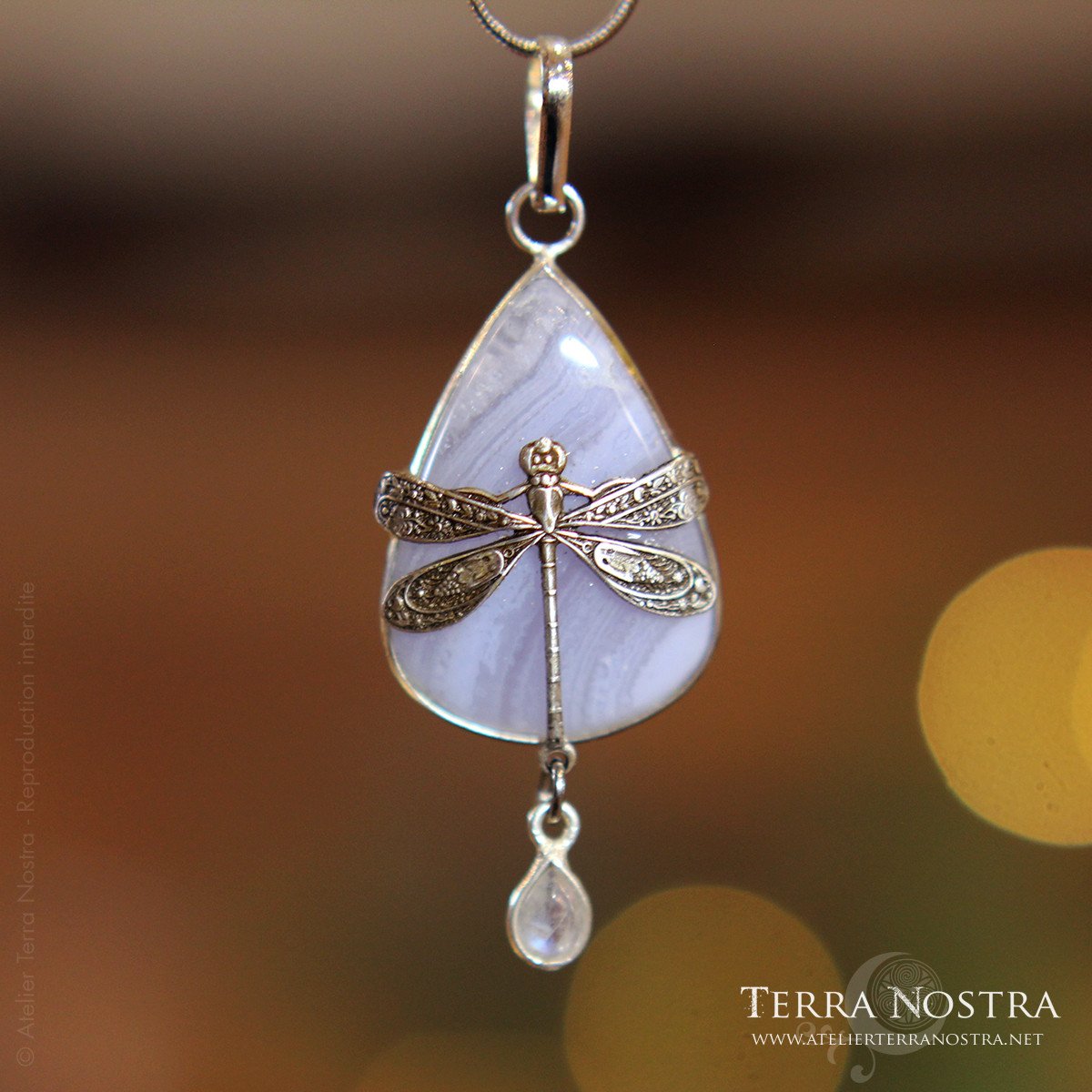 copy of "Odonata Nila" small pendant — Moss agate