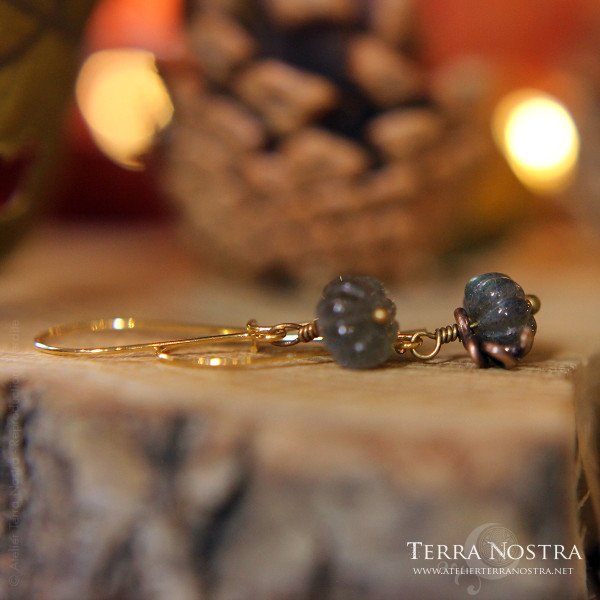 Mini citrouilles d'oreilles "Harvest" en labradorite