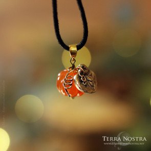 Pendentif citrouille "Harvest" en cornaline et bronze