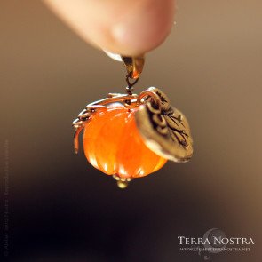 [Précommande] Pendentif citrouille "Harvest" en cornaline et bronze