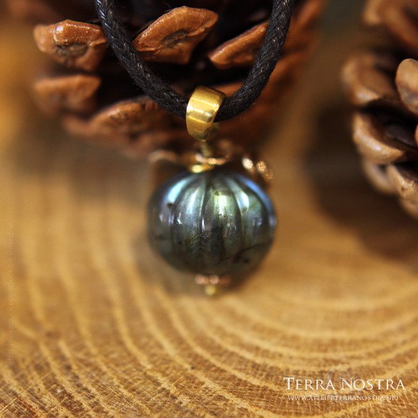 Pendentif citrouille "Harvest" en labradorite et bronze