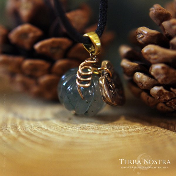 copy of "Harvest" bronze and carnelian pumpkin pendant