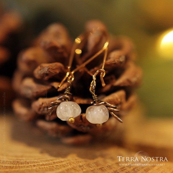 Mini citrouilles d'oreilles "Harvest" en labradorite blanche