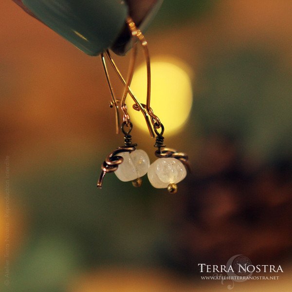Mini citrouilles d'oreilles "Harvest" en labradorite blanche